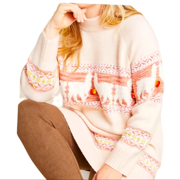 New Anthropologie Aimee Pommed Alpaca Sm Pink Pullover Sweater - Picture 7 of 8